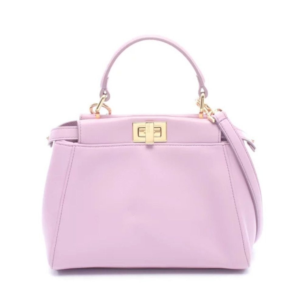 Fendi Peekaboo Handbag Leather Purple
